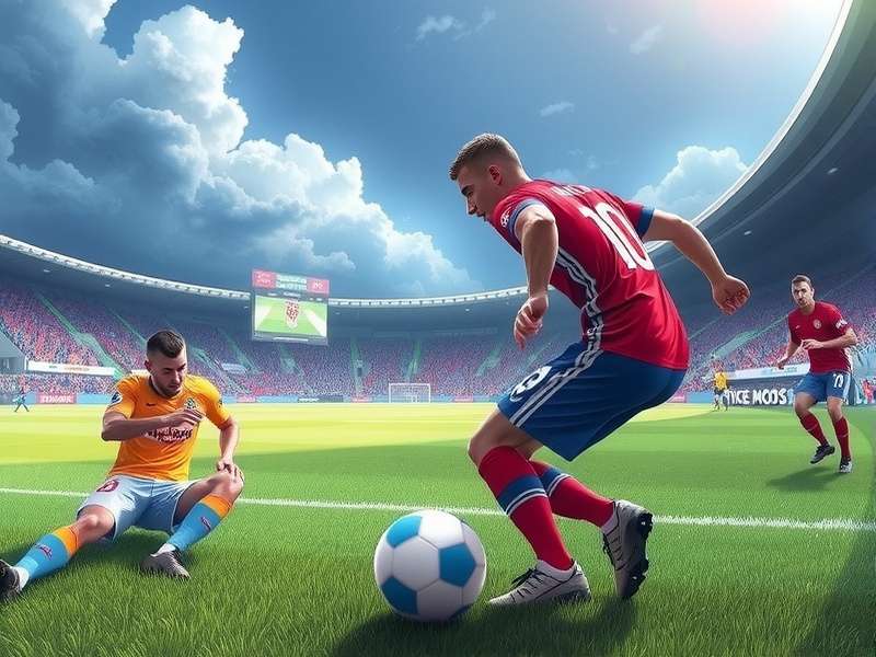 FC Mobile gameplay screenshot showing a football match on a mobile screen