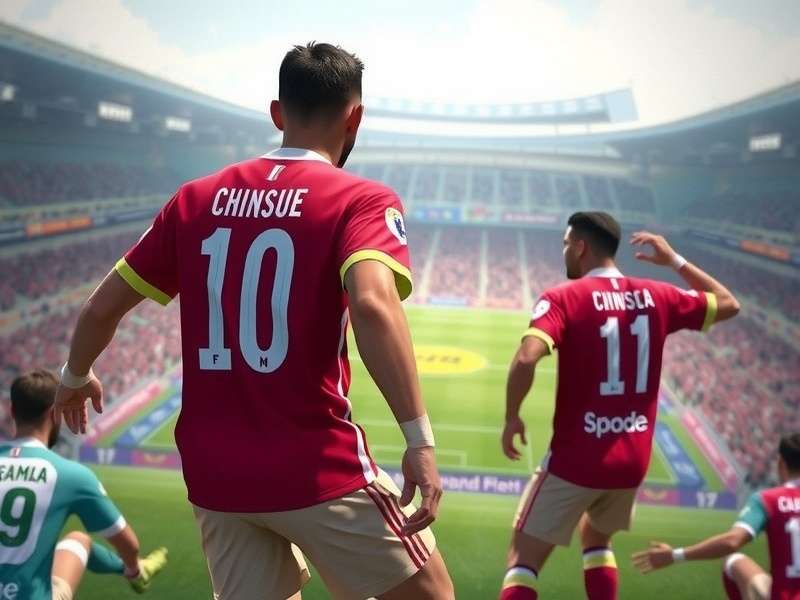 FC Mobile gameplay on mobile screen showing football match