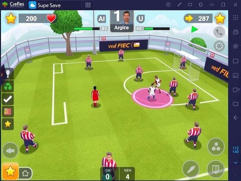 FC Mobile gameplay on mobile device showing vibrant stadium and players