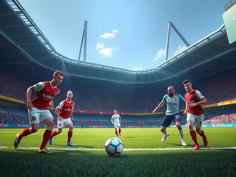 FC Mobile gameplay action shot with Indian jersey and stadium atmosphere