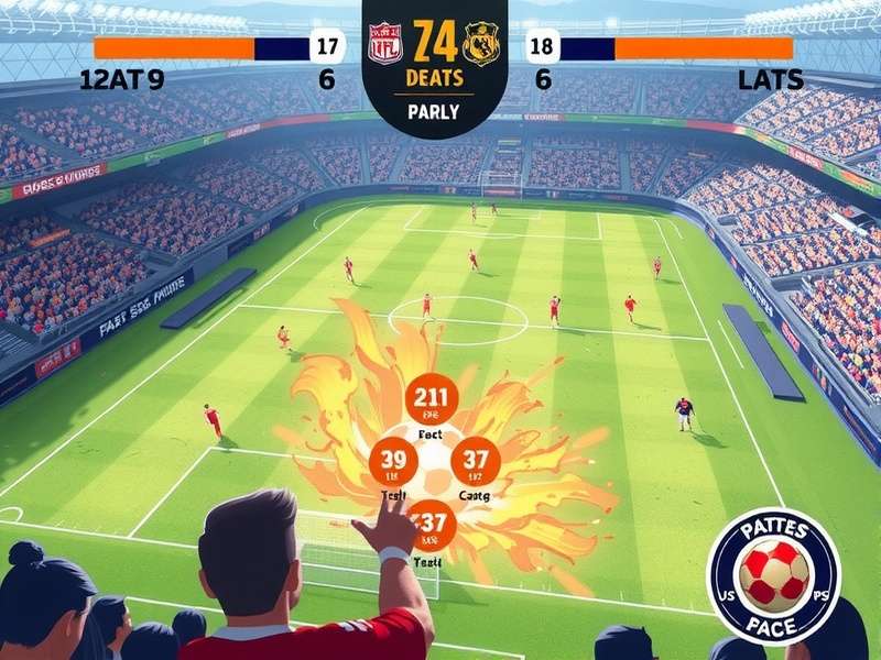 FC Mobile gameplay on mobile phone showing football match